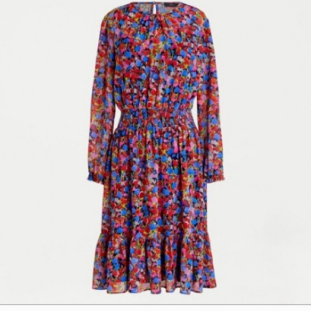 Nwt j crew water color floral cinch waist dress size s - Picture 10 of 13